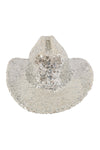 Glitter Solid Color Fedora Cowboy Hat Silver - Pack of 6