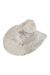Glitter Solid Color Fedora Cowboy Hat Silver - Pack of 6