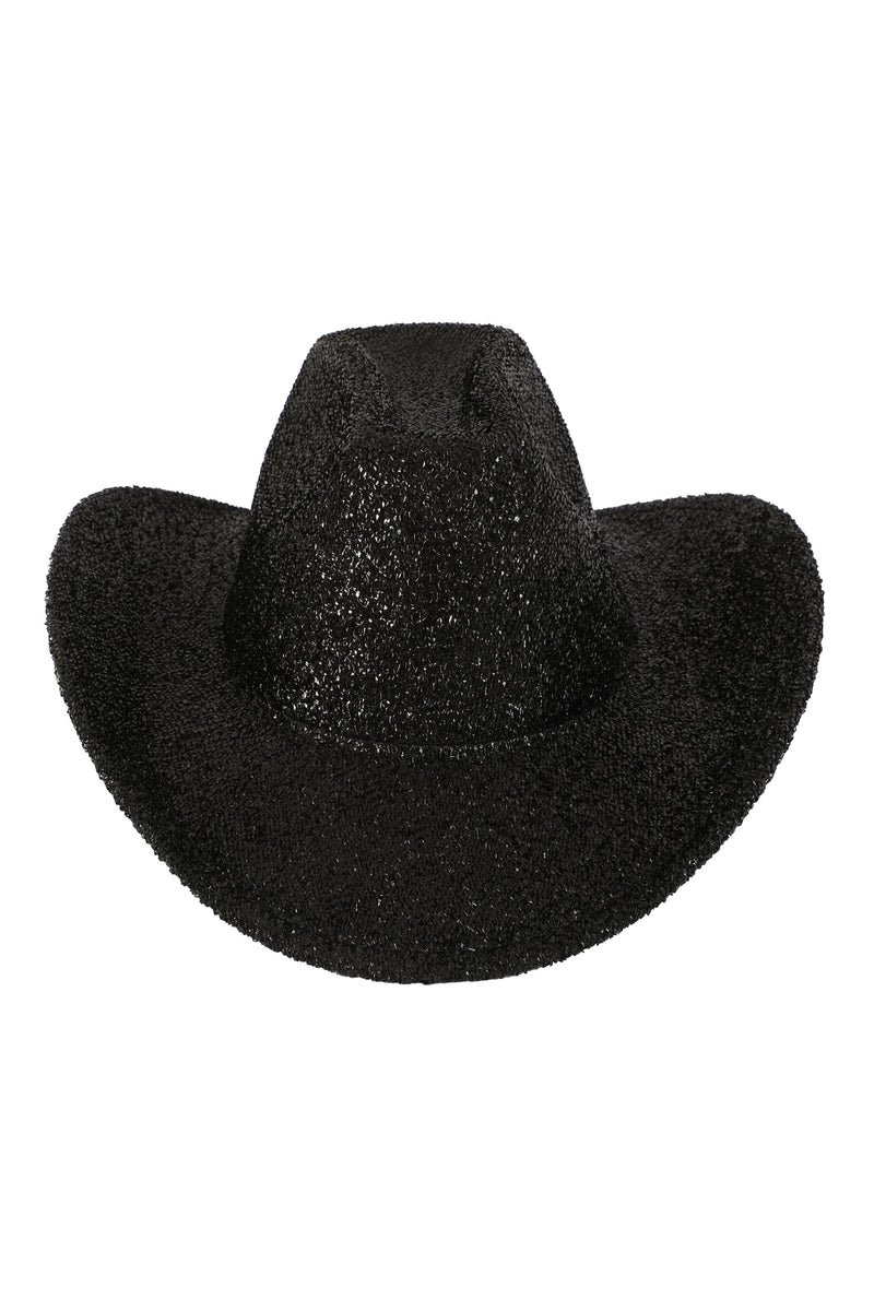 Glitter Solid Color Fedora Hat Black - Pack of 6