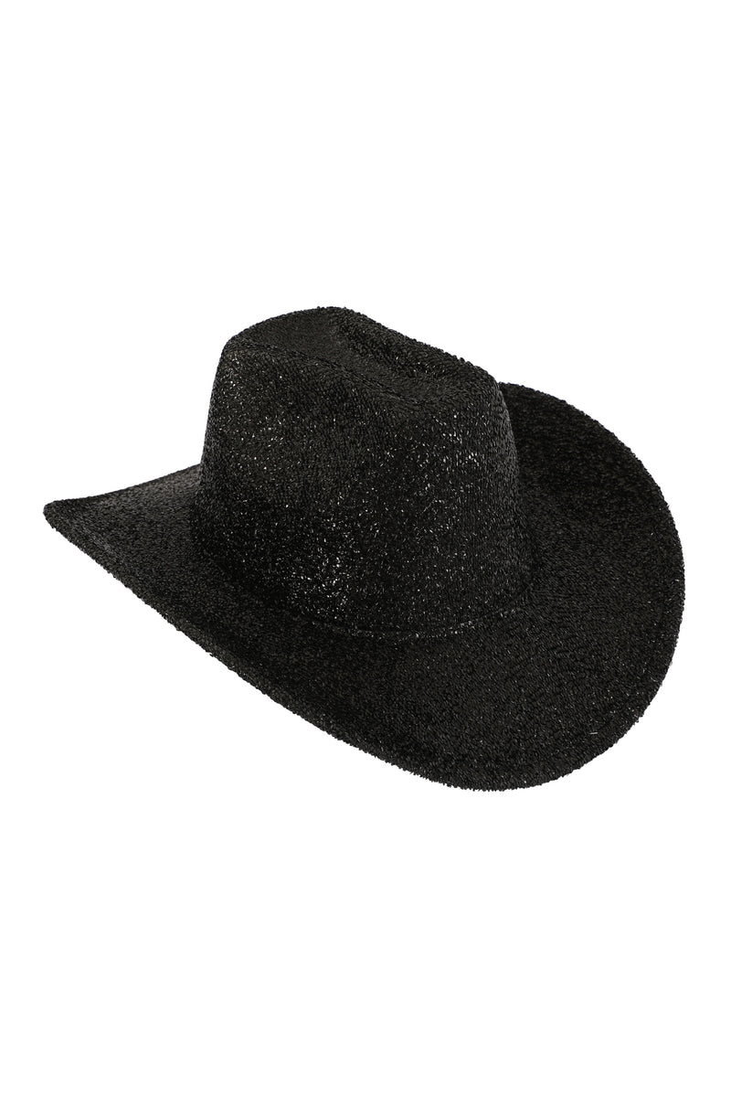 Glitter Solid Color Fedora Hat Black - Pack of 6