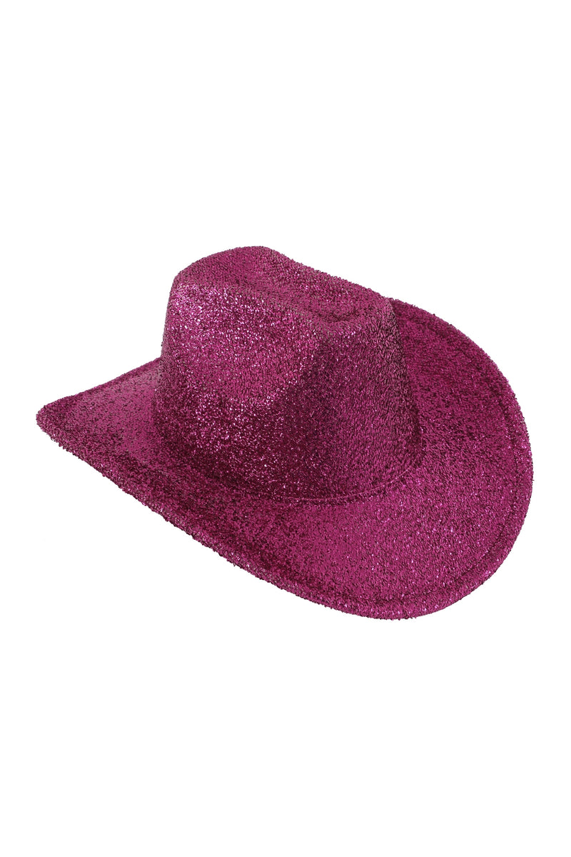 Glitter Solid Color Fedora Hat Fuchsia - Pack of 6
