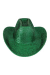 Glitter Solid Color Fedora Hat Green  - Pack of 6