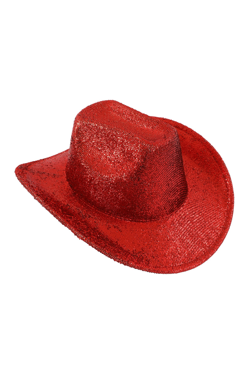 Glitter Solid Color Fedora Hat Red  - Pack of 6