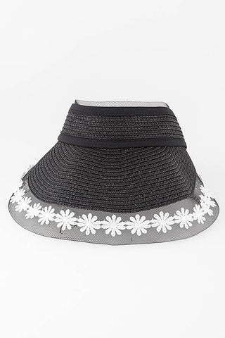 Black Bowler Fashion Brim Summer Hat With Braided Tie - Pack of 6