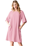 Plus Size French Terry Long Puff Sleeve Hoodie Dress Marsala - Pack of 6