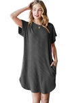 Solid Round Neckline Long Sleeve Dress Navy - Pack of 6