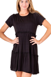 Black Notch Neckline Ruffle Sleeve Lace Dress -  Pack of 6