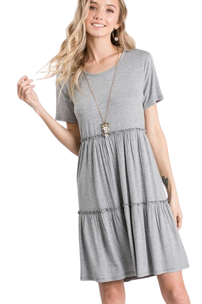 Short Sleeve Round Neck Solid Dress Heather Grey - Pack of 6