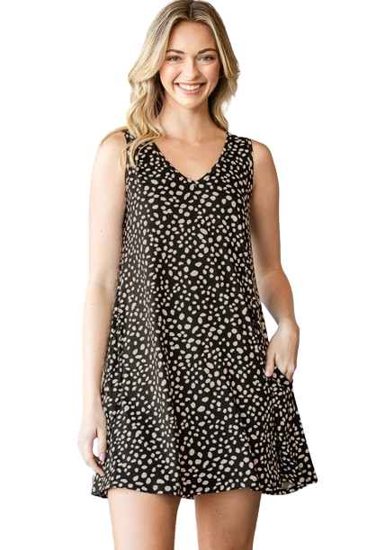 Plus Size Floral Print Babydoll Dress with Front Button and Side Pocket Black Khaki - Pack of 6