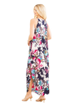 Plus Size Sleeveless Floral Print Maxi Dress Navy Multi - Pack of 6