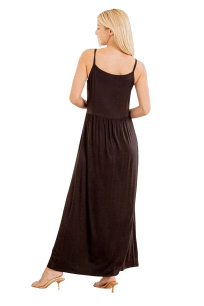 Plus Size Sleeveless Round Neck Solid Maxi Dress with Front Button and Ruffled Detail Black - Pack of 6