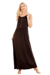 Plus Size Sleeveless Round Neck Solid Maxi Dress with Front Button and Ruffled Detail Black - Pack of 6