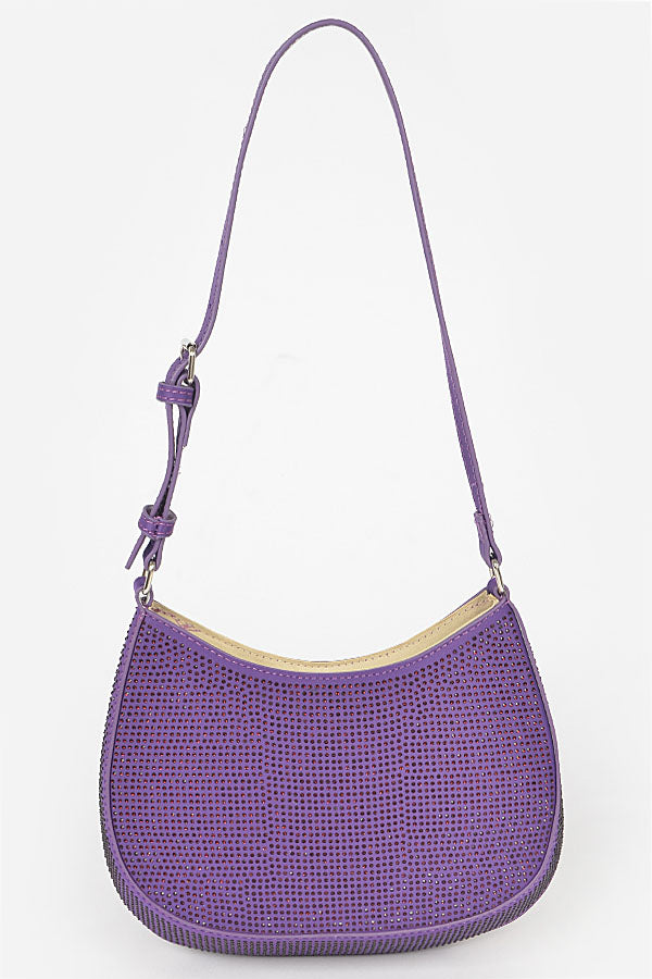 wholesale 7195 Purple Rhinestones Shoulder Bag - Pack of 3 - Pack of 3 for Sale