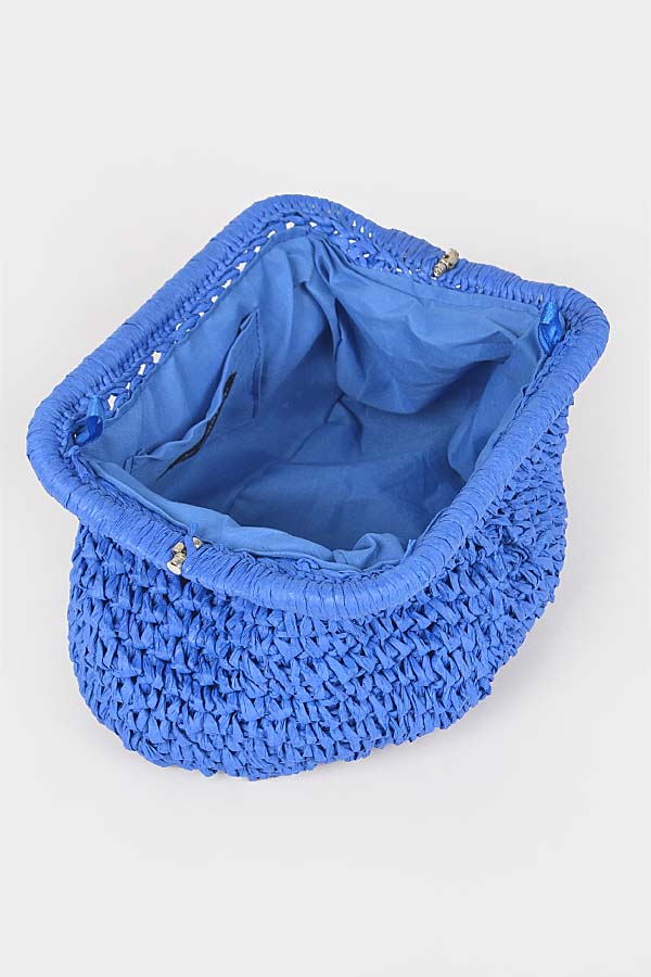 6295 Cobalt Faux Straw Chain Clutch - Pack of 3