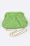 6295 Green Faux Straw Chain Clutch- Pack of 3