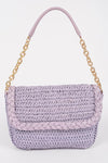 Checked Pattern Top Fringe Pattern Strap Bag Purple - Pack of 6