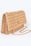 9295 Ivory Faux Straw Flap Chain Shoulder Clutch- Pack of 3