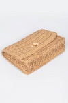 9295 Ivory Faux Straw Flap Chain Shoulder Clutch- Pack of 3
