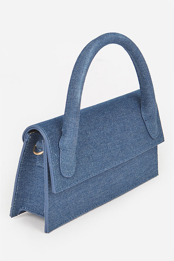 3495 Dark Blue Denim Top Handle Flap Bag- pack of 3