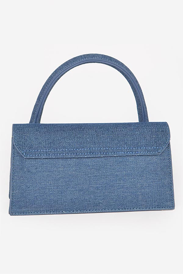 3495 Light Blue Denim Top Handle Flap Bag- pack of 3