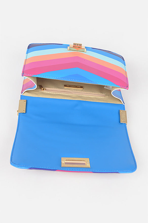 5495 Multicolor 2 Flap Chain Shoulder Bag- Pack of 3
