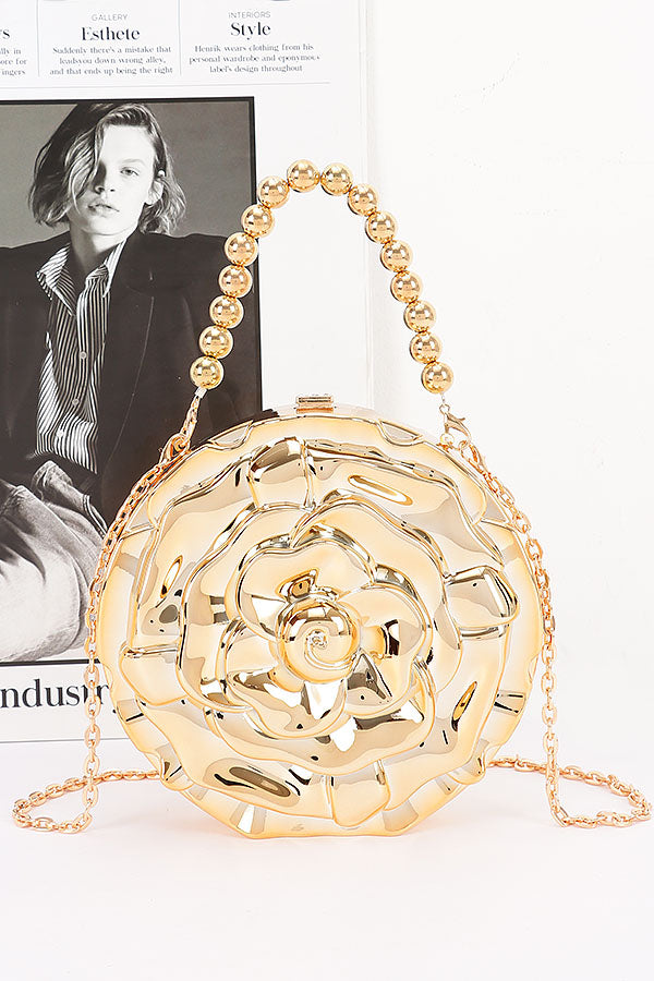 Gold Metallic Acrylic Clutch Bag