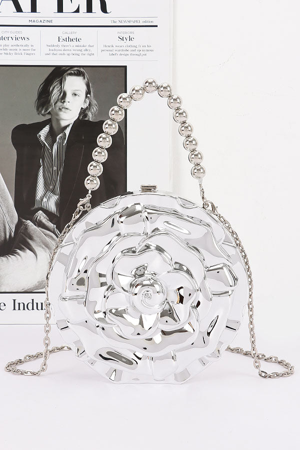 Silver Metallic Acrylic Clutch Bag