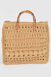 Striped Straw Tote Bag With Zipper Closure And Inside Pocket Beige - Pack of 6