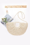 9295 Ivory Faux Straw Flap Chain Shoulder Clutch- Pack of 3