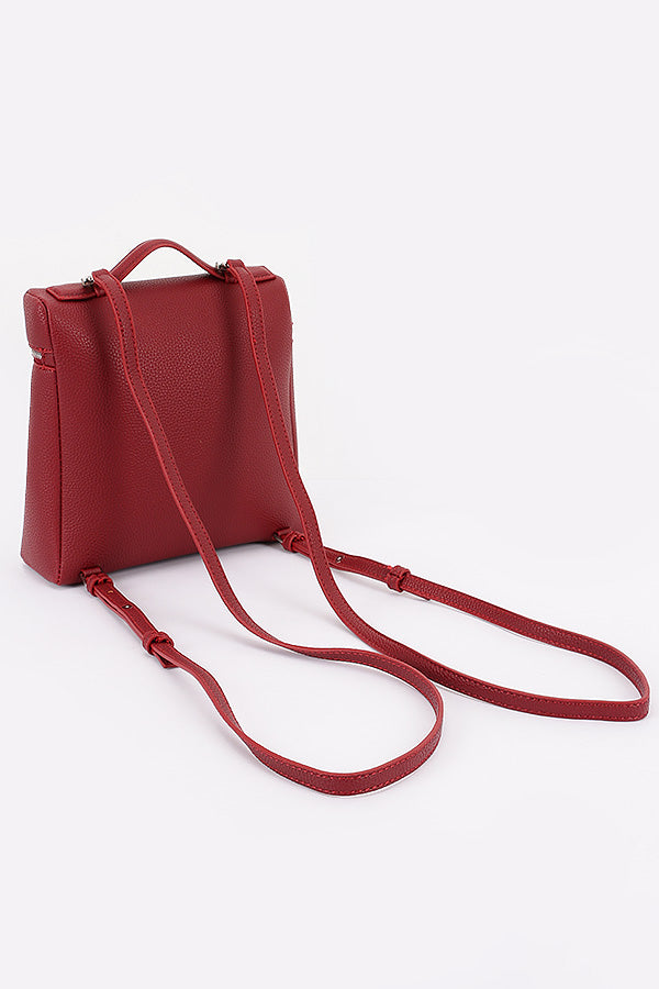 burgundy faux leather backpack Wholesale Burgundy Faux Leather Zip Backpack - 2321