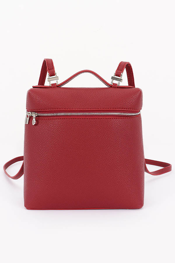 burgundy faux leather backpack Burgundy Faux Leather Zip Backpack