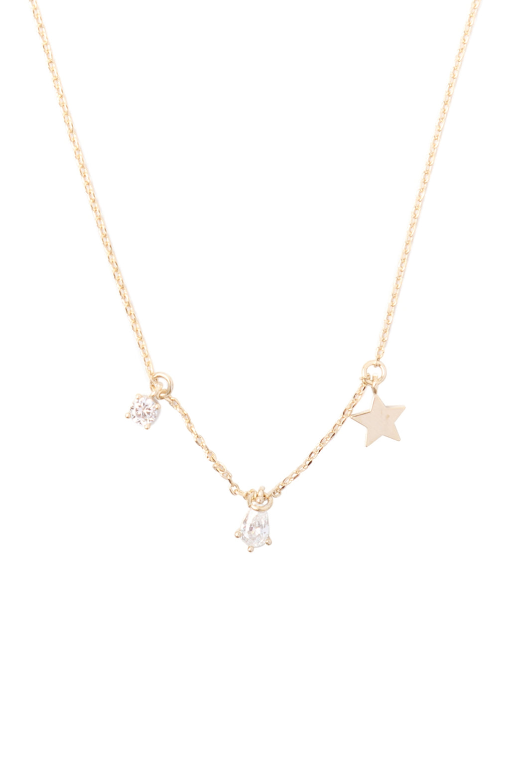 - Charm Star Rhinestone Chain Necklace Gold Crystal - Pack of 6
