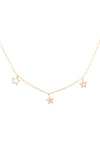 Clip Chain Necklace with 3 Charm Star Gold - Pack of 6