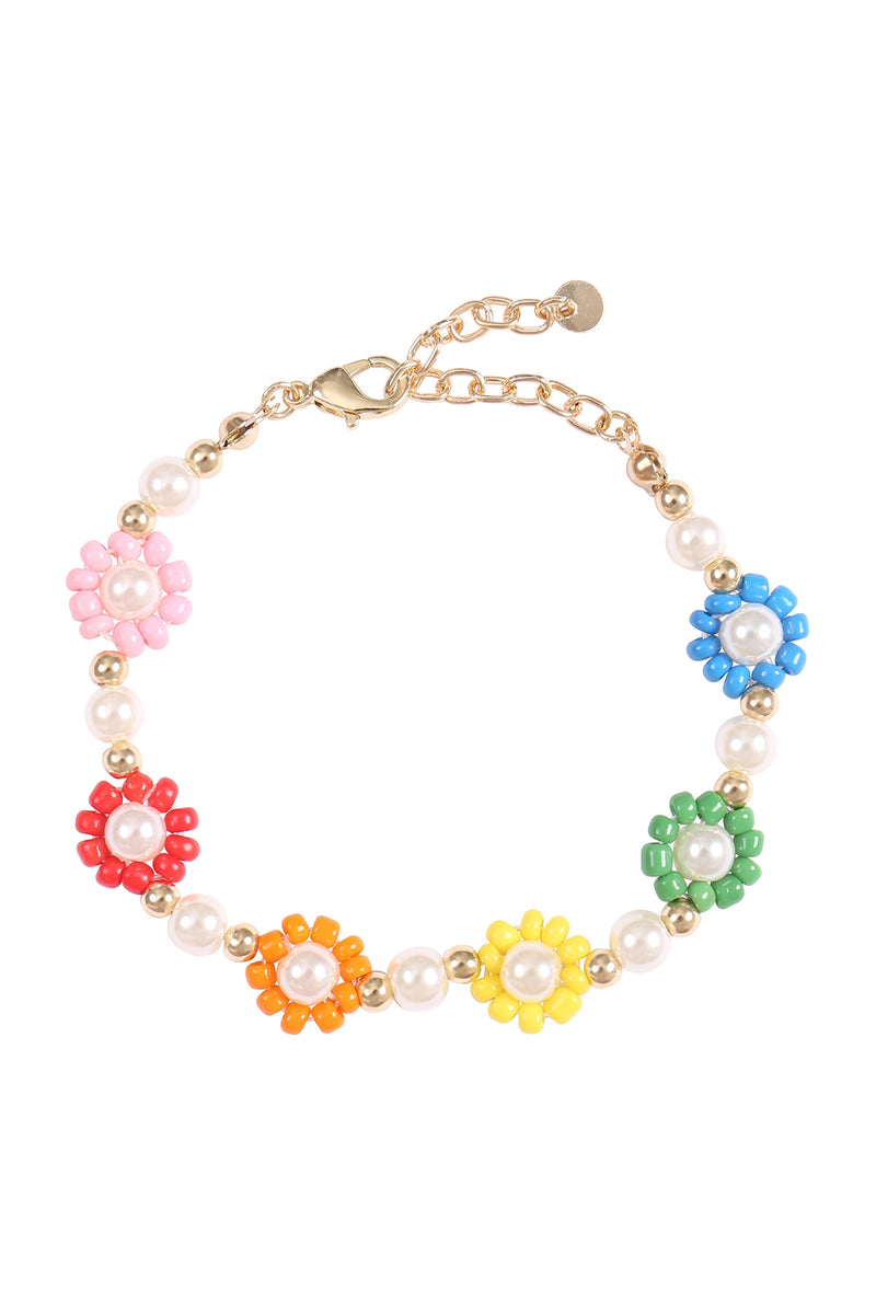 Sunflower Seed Beads Pearl Bracelet Multicolor - Pack of 6