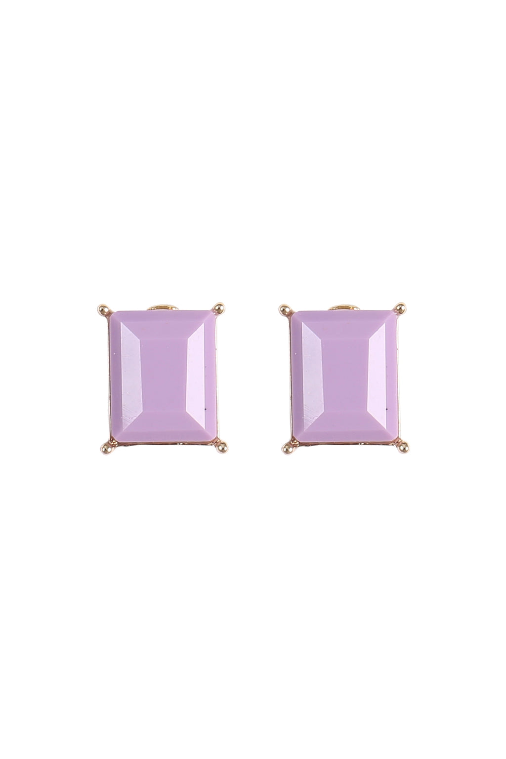 Rectangle Resin Stone Stud Earrings Lavender - Pack of 6