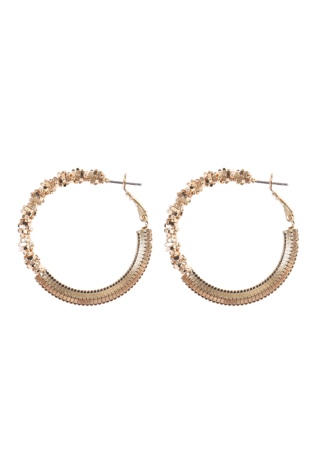 Abstract Textured Hoop Lock Earrings Gold - Pack of 6