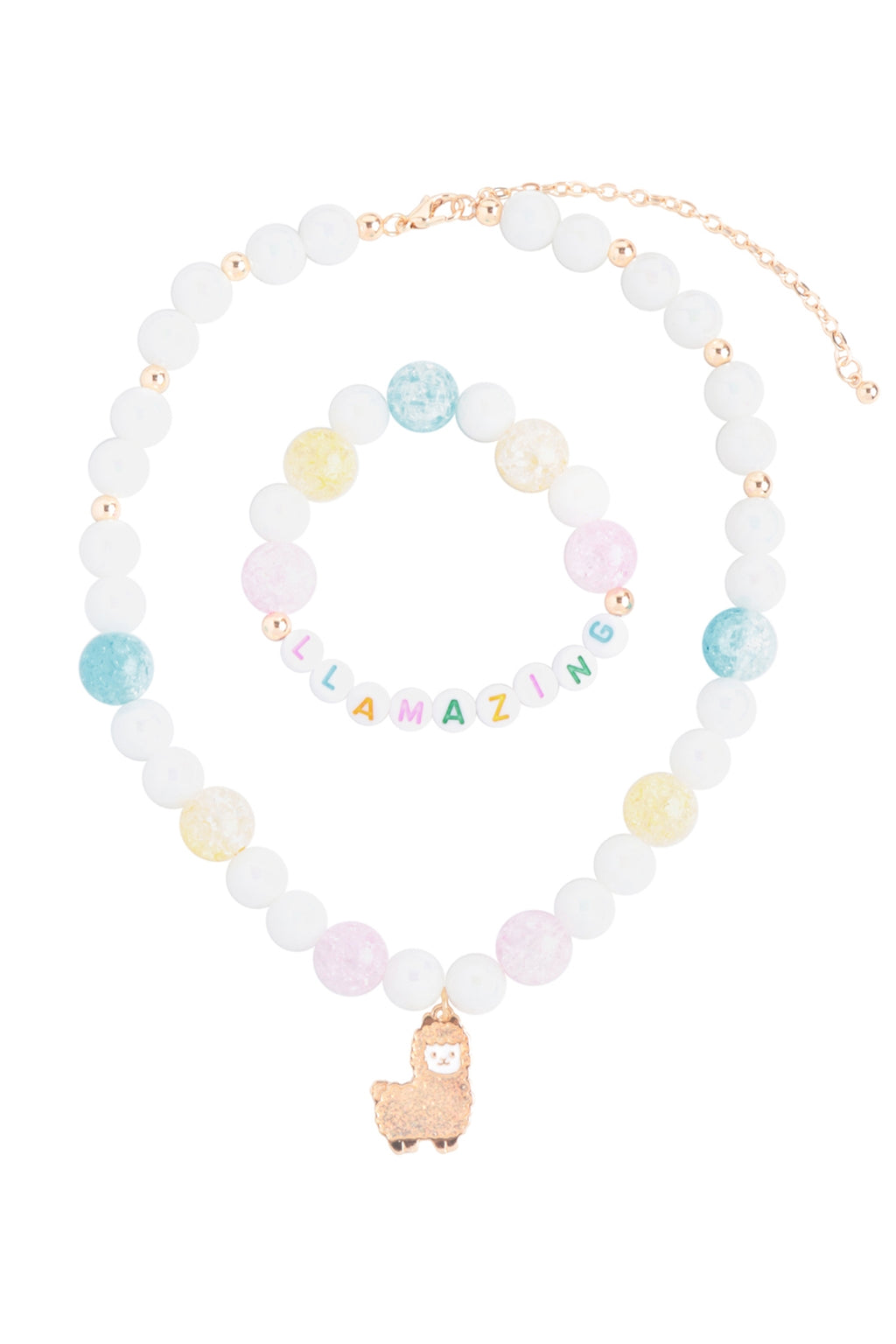 Amazing LLama Pearl Beads with Matching 14" Necklace and 6.25" Bracelet Set - Pack of 6