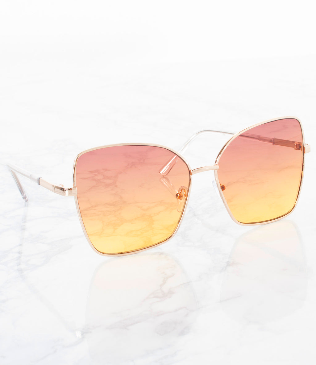 Wholesale Single Color Sunglasses - M19294AP-Gold/Purple Combo - Pack of 6