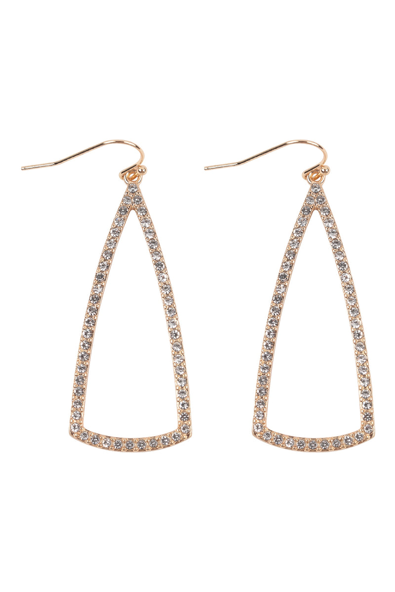 Pave Rhinestone Triangle Hook Earrings Gold - Pack of 6