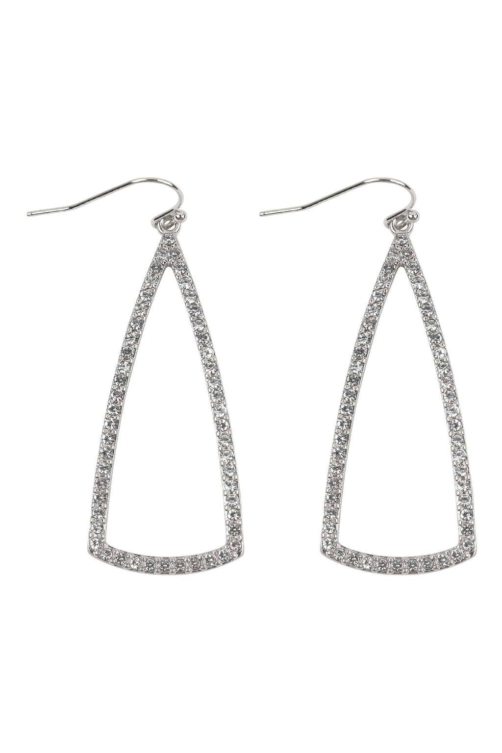 Pave Rhinestone Triangle Hook Earrings Silver - Pack of 6