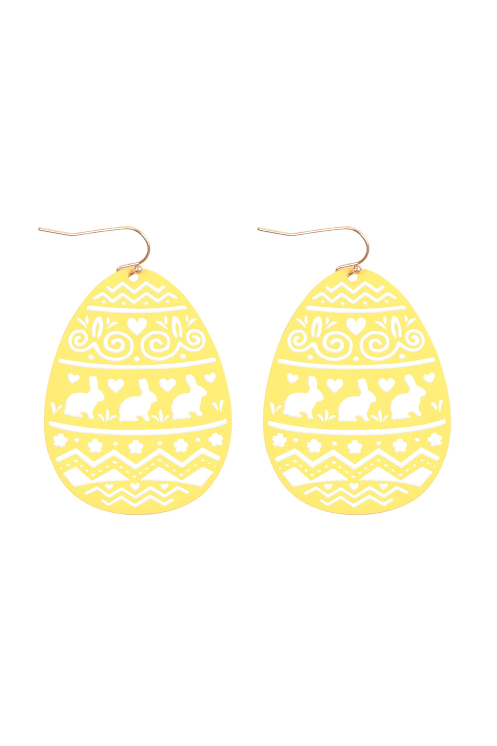 Easter Egg Filigree Colored Laser Cut Earrings Yellow - Pack of 6