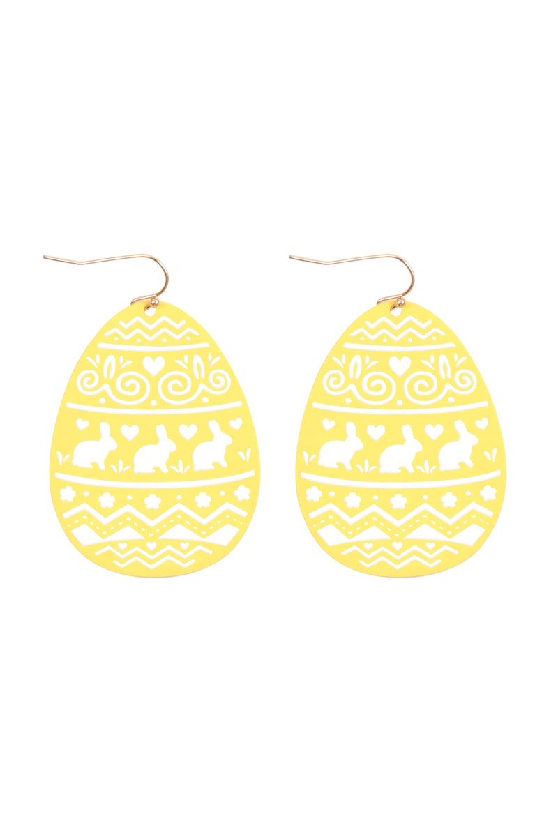 Easter Egg Filigree Colored Laser Cut Earrings Yellow - Pack of 6