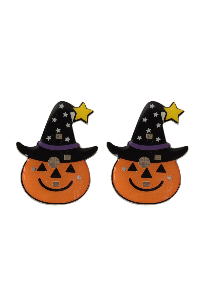 Halloween Pumpkin Light Up Earrings Multicolor - Pack of 6