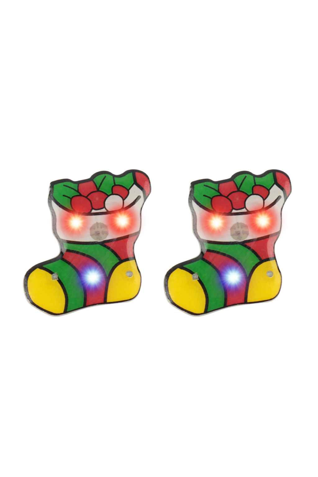 Xmas Socks Light Up Earrings Multicolor - Pack of 6