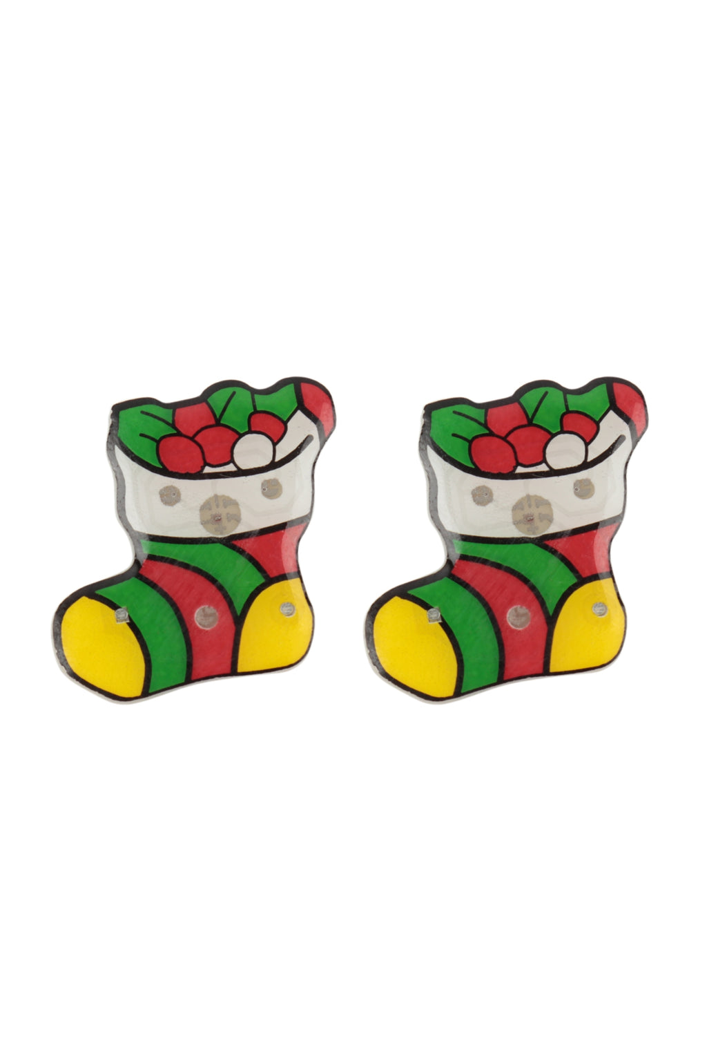 Xmas Socks Light Up Earrings Multicolor - Pack of 6
