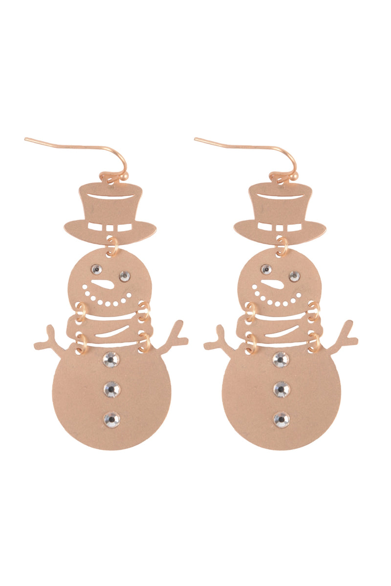 Snowman Filigree Fish Hook Earrings Matte Gold - Pack of 6
