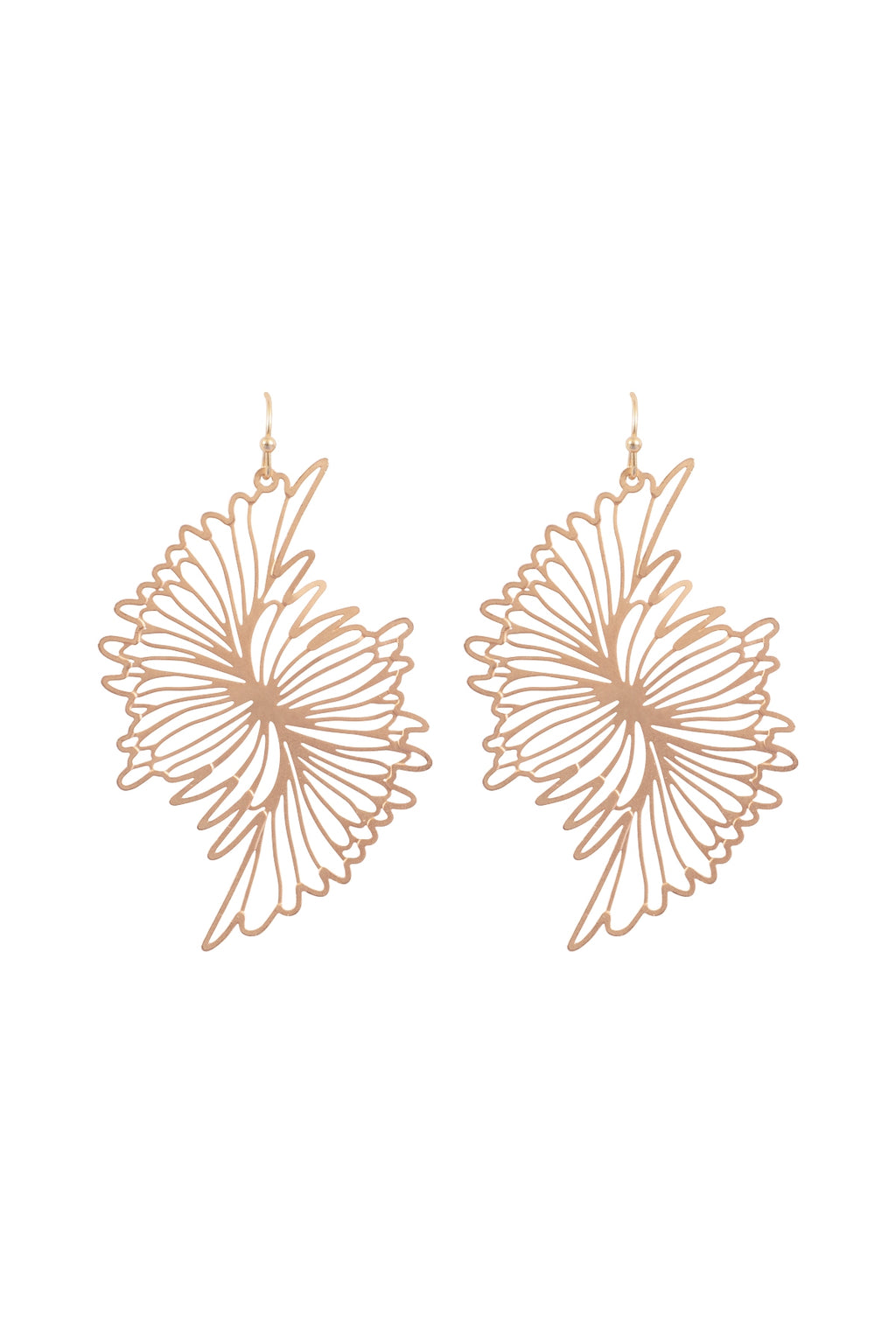 Wing Filigree Hook Earrings Matte Gold - Pack of 6