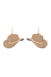 Cowboy Hat Sandsticker Pave Pearl Hook Earrings Gold - Pack of 6