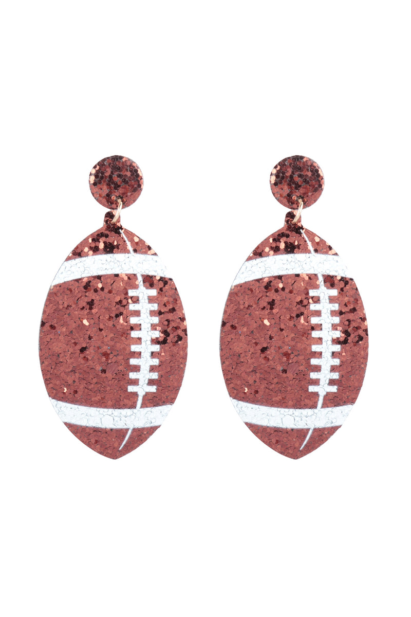 Football Gameday Leather Glitter Drop Earrings - Pack of 6