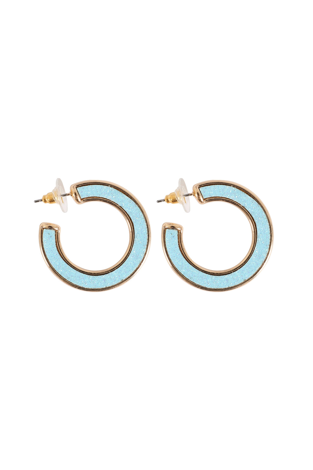 Glitter Foam Hoop Earrings Light Blue - Pack of 6